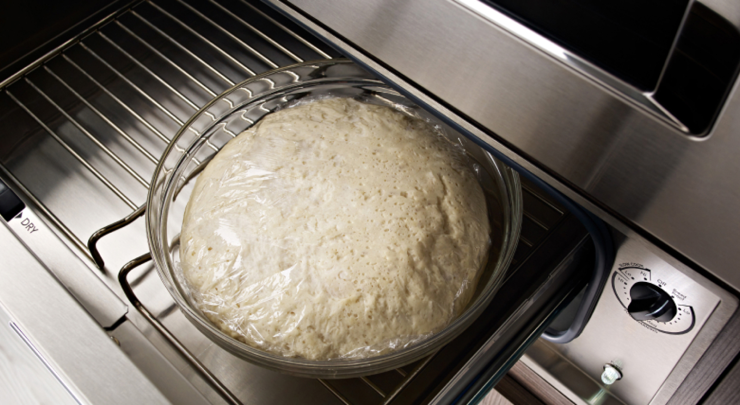 Food on a rack in the warming drawer