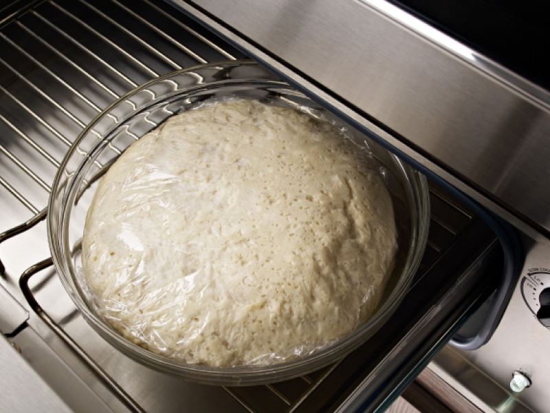 Food on a rack in the warming drawer