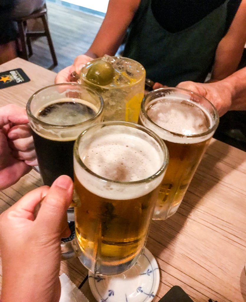Three large beers.