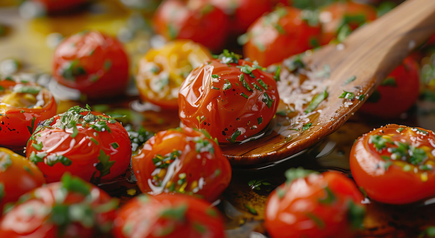 Confit tomatoes and herbs