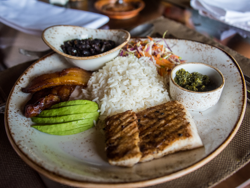 Cooked dish with rice