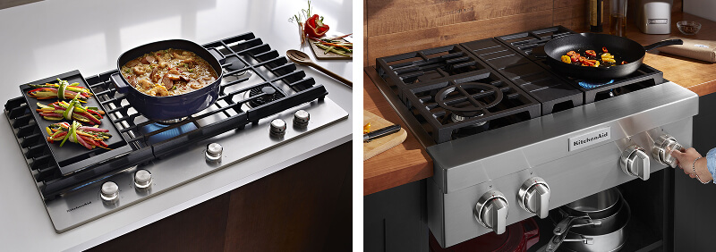 VA side-by-side comparison of a cooktop vs. rangetop