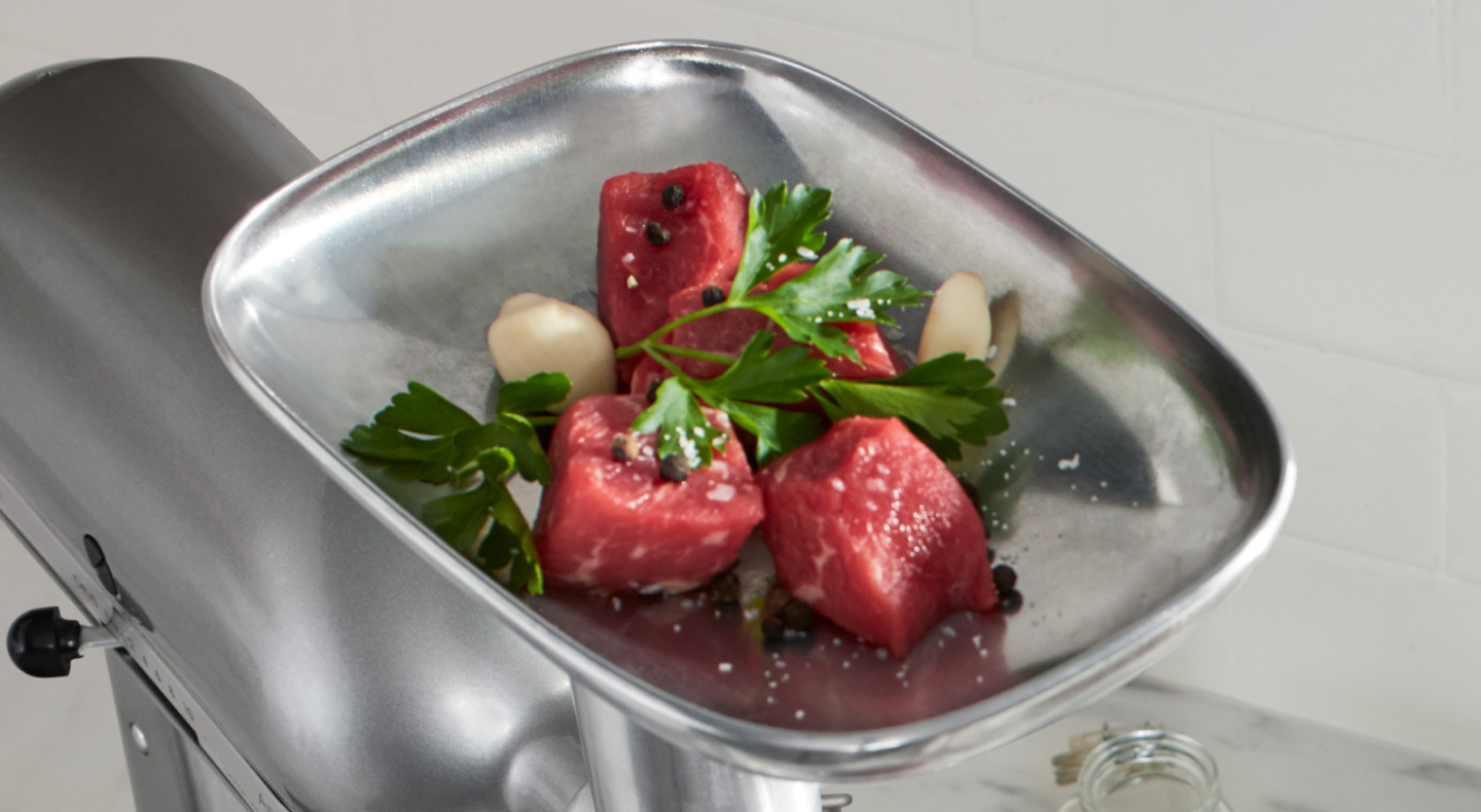 Raw meat on a scale