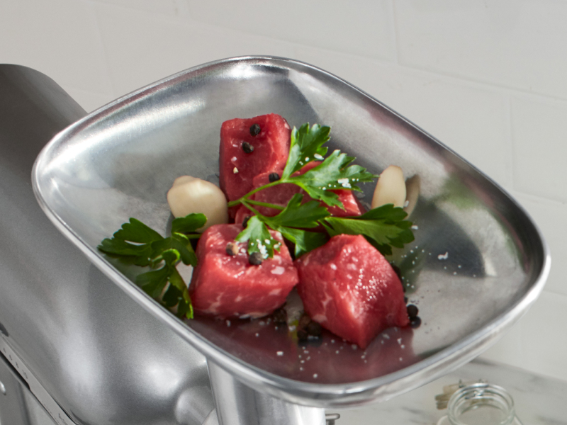 Raw meat on a scale