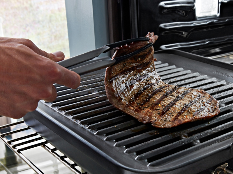 Cooked meat in countertop oven