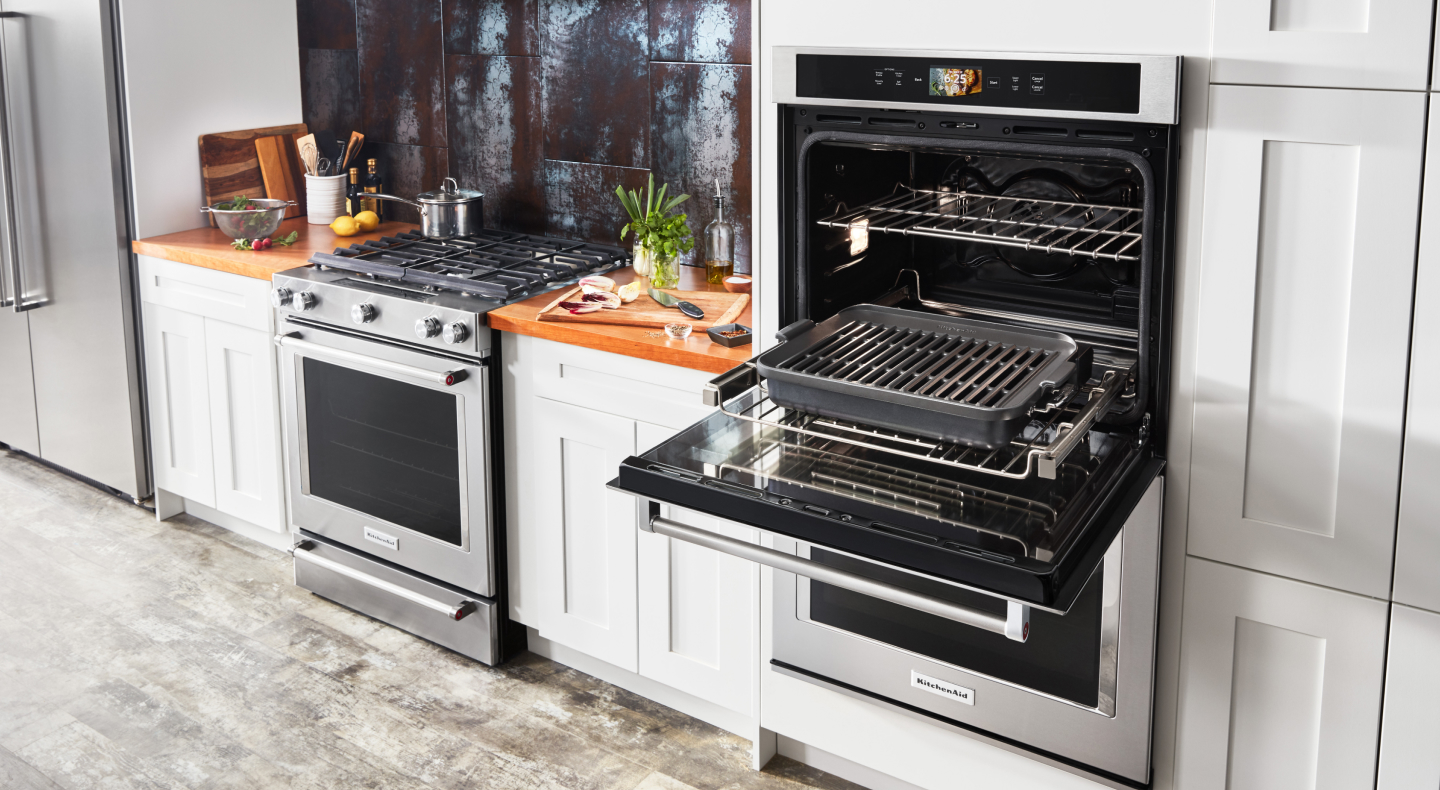 Open wall oven in a contemporary kitchen