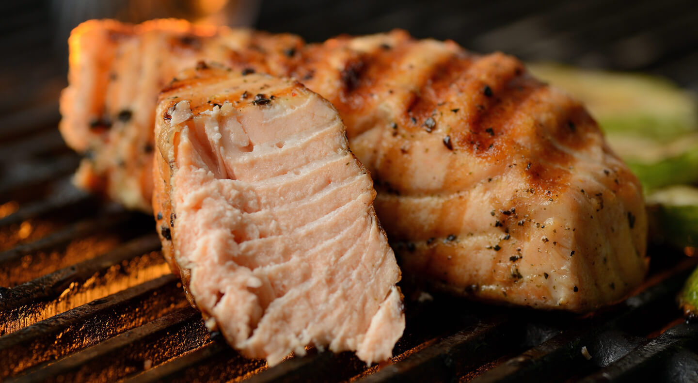 A piece of flaky salmon