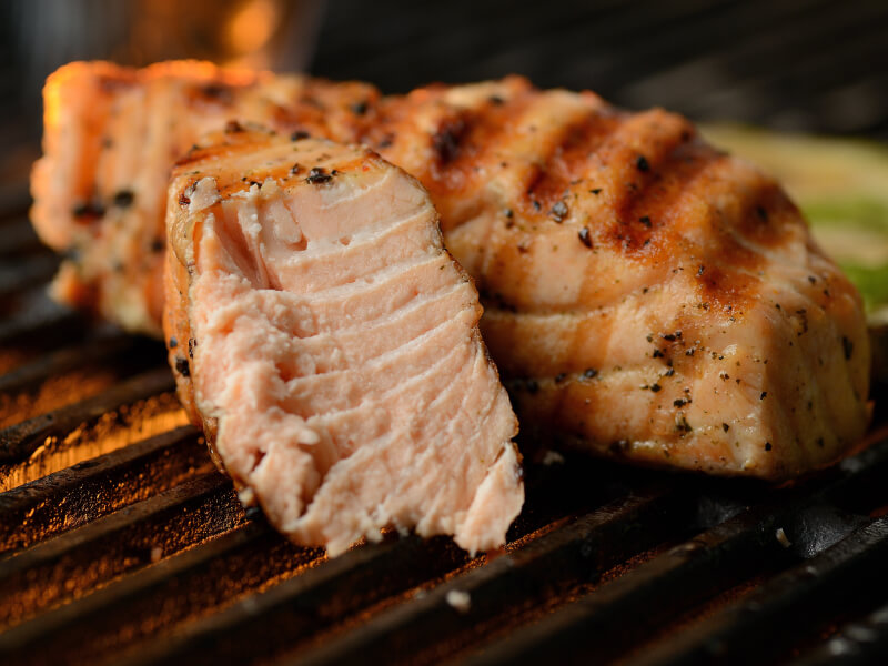 A piece of flaky salmon