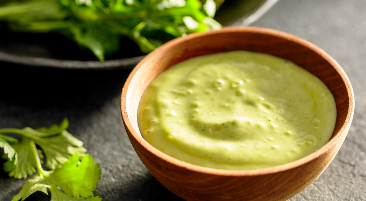 A dish of avocado cilantro dressing.