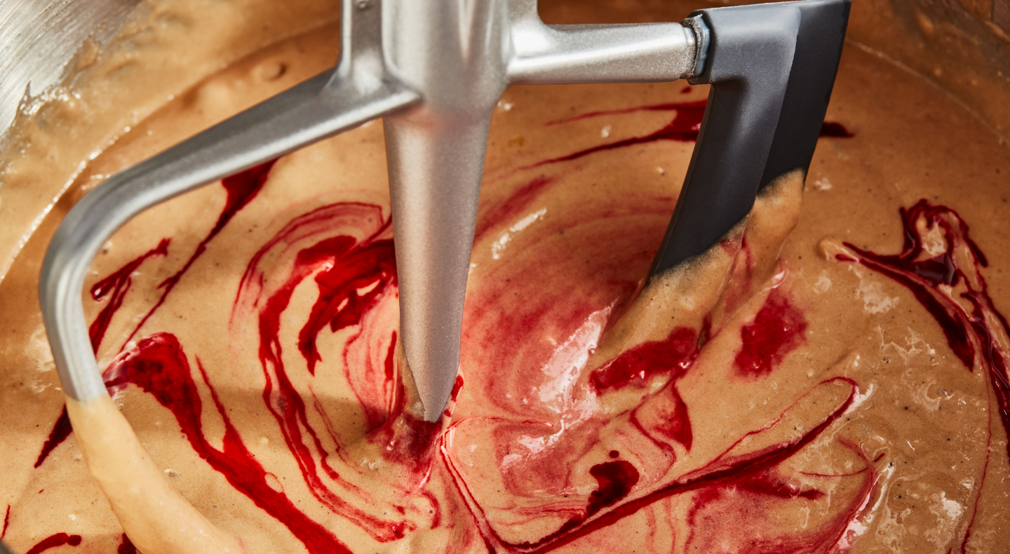 Flex Edge Beater mixing cake batter