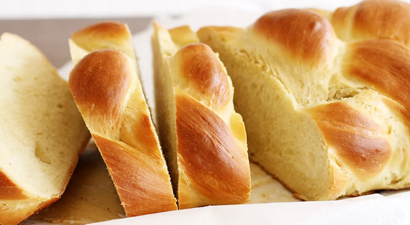 Sliced challah bread