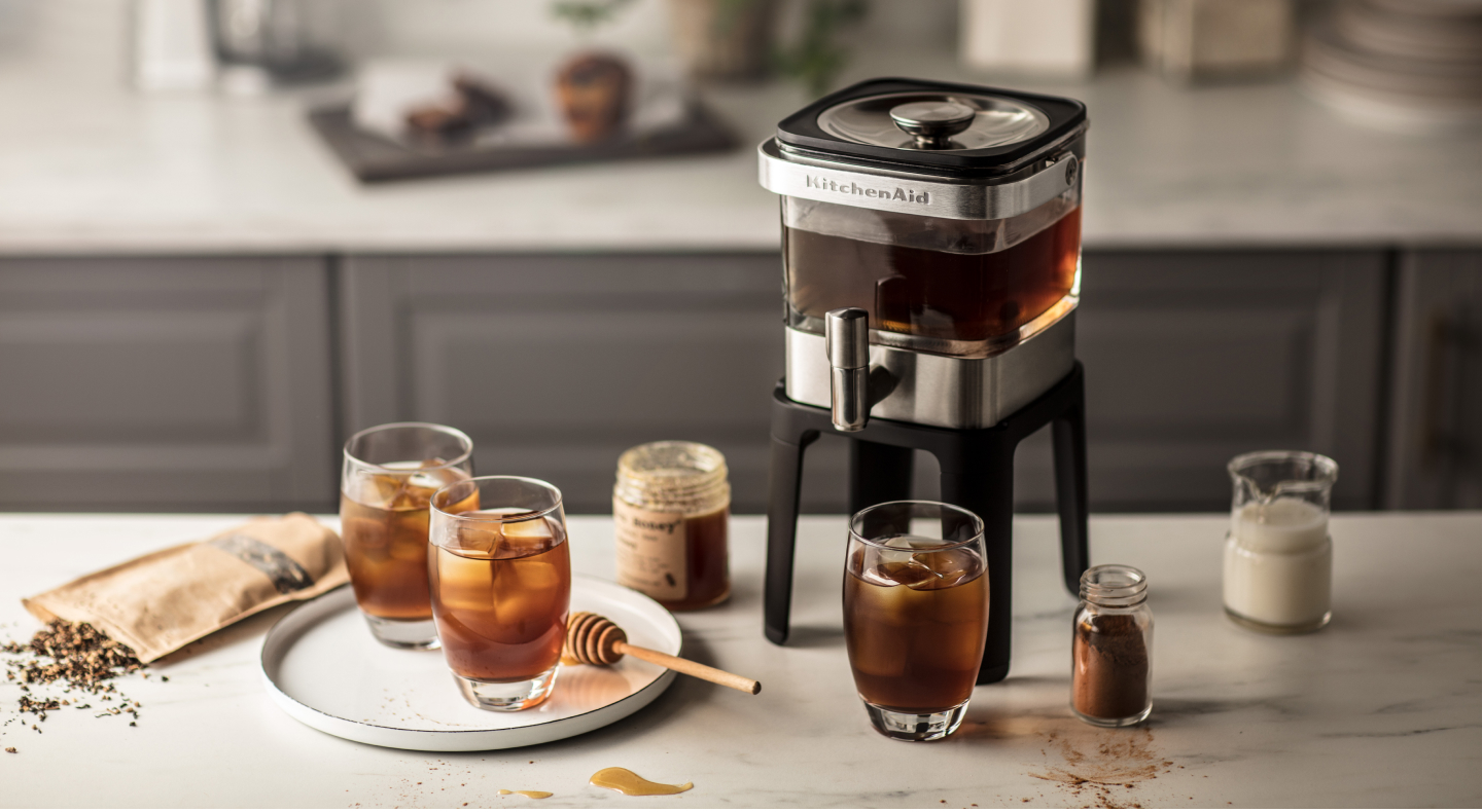 An iced honey drink made with a KitchenAid® cold brew maker