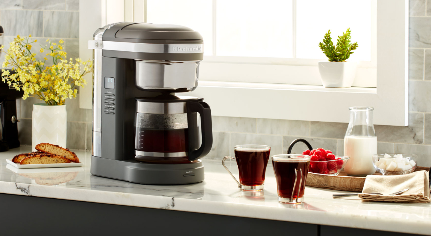 Drip coffee maker on countertop