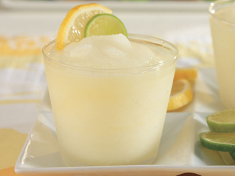 Glasses with frozen lemonade drinks