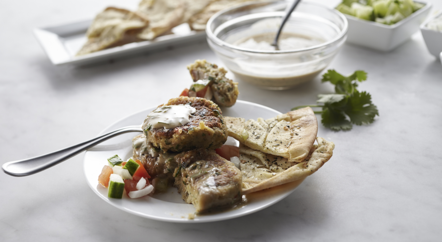 Pita and meatballs on a plate