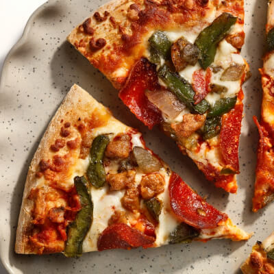 Cut slices of pizza