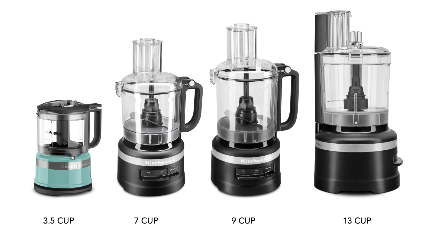 Food processor side-by-side sizes comparison