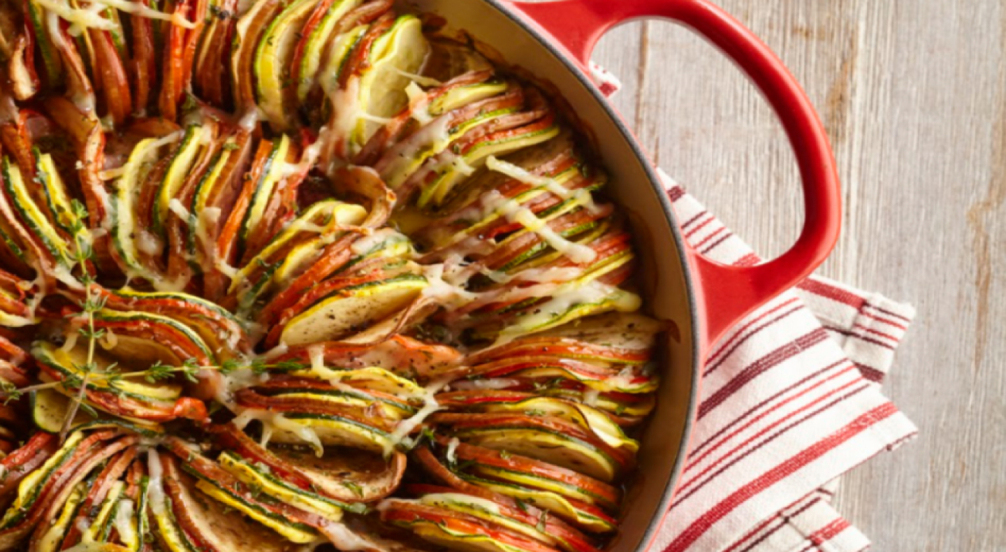 Finished ratatouille in round dish