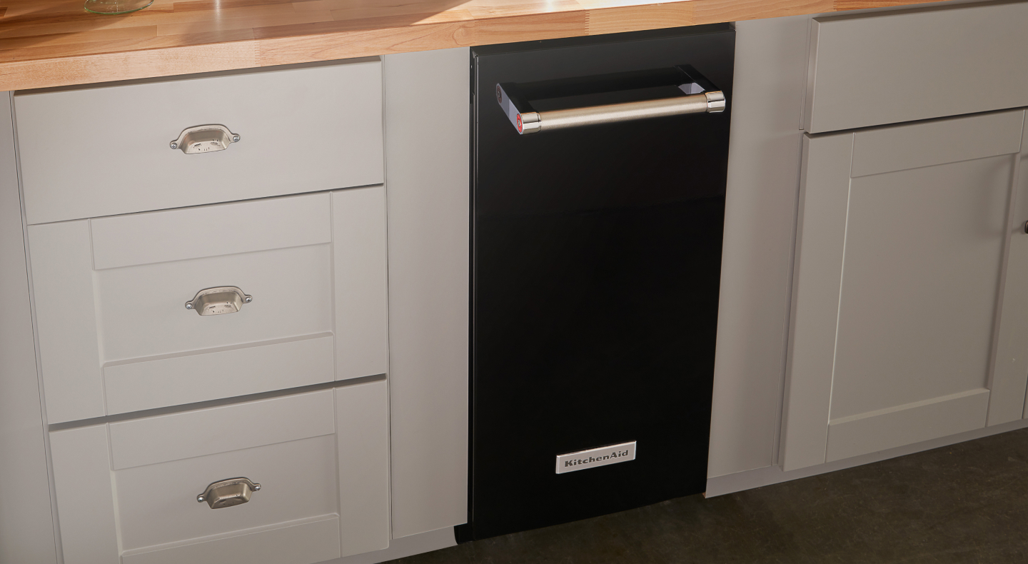 A black KitchenAid® ice maker