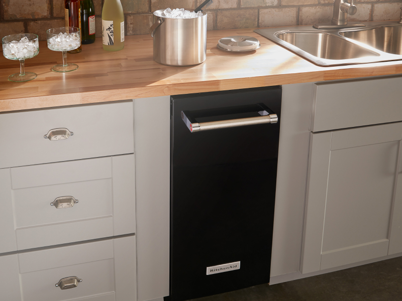 A black KitchenAid® ice maker