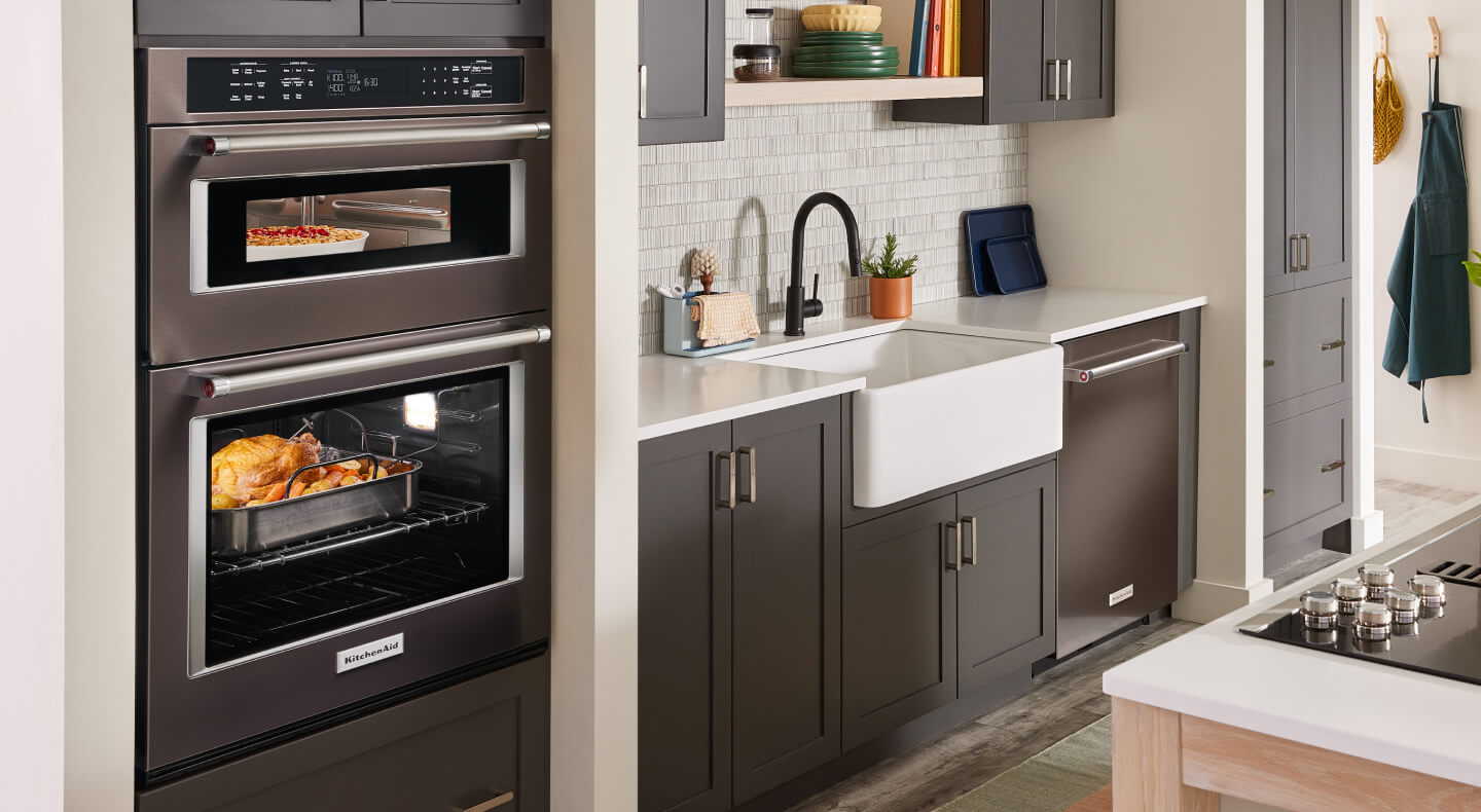 KitchenAid® built-in combination oven in a kitchen