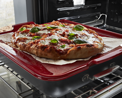 Pizza on a baking stone