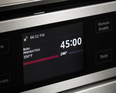 An oven timer set for 45 minutes