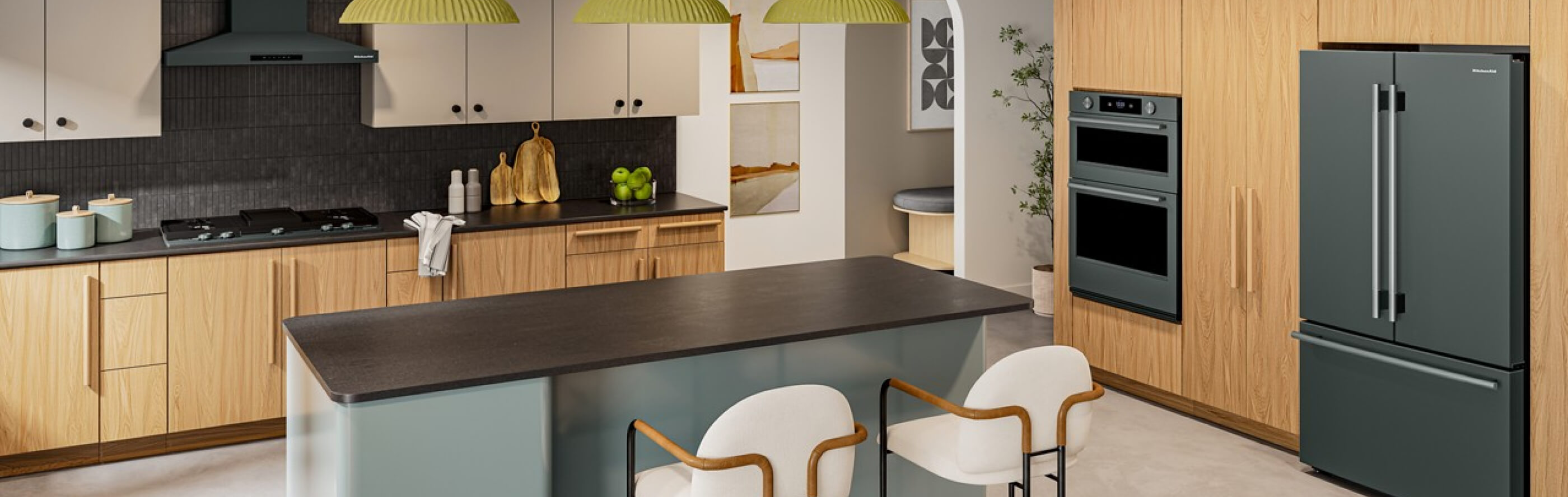 A bright, modern kitchen with KitchenAid® appliances