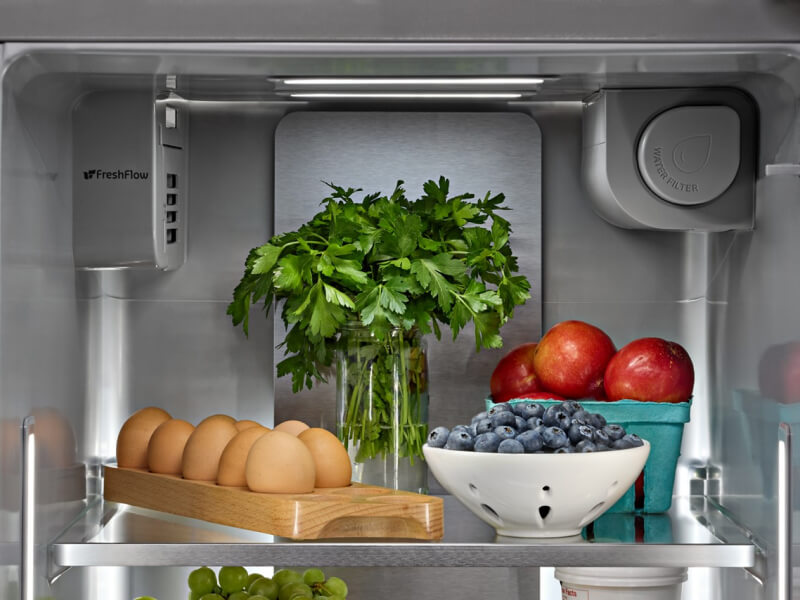 Produce inside a refrigerator