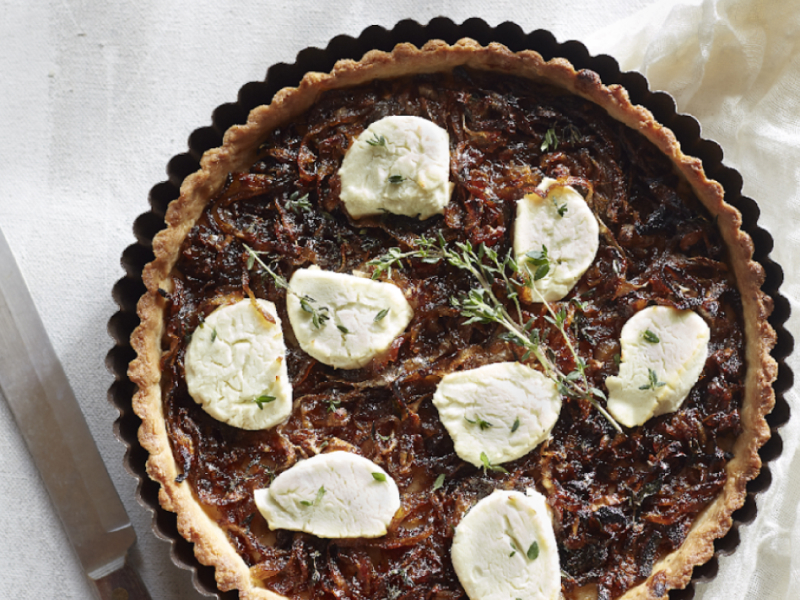 Savory tart in a tart pan