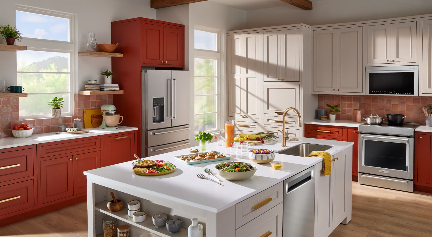 Stainless steel appliances in a modern kitchen