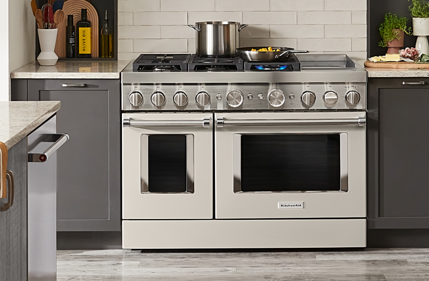 Food cooking on a gas stove burner