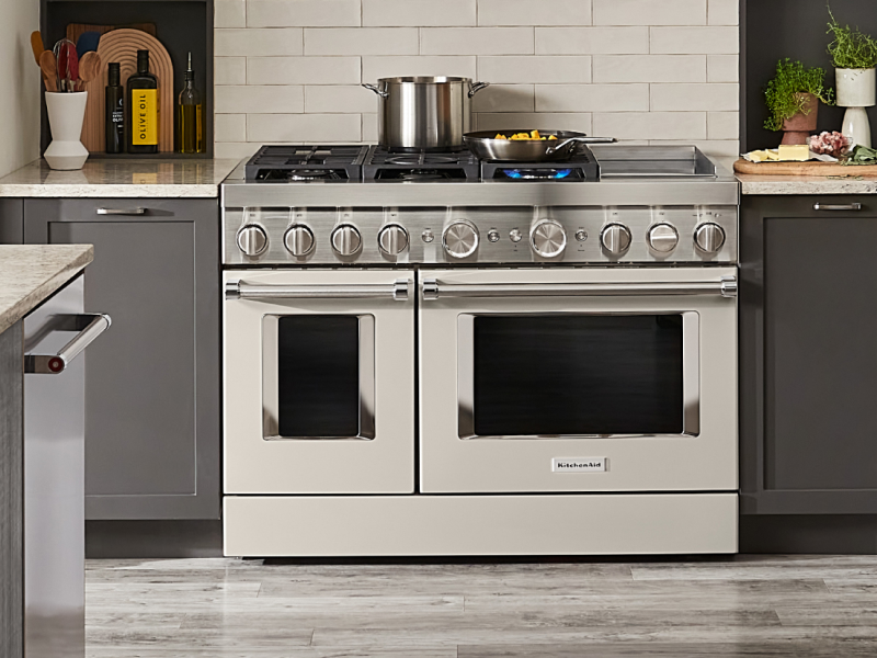 Food cooking on a gas stove burner