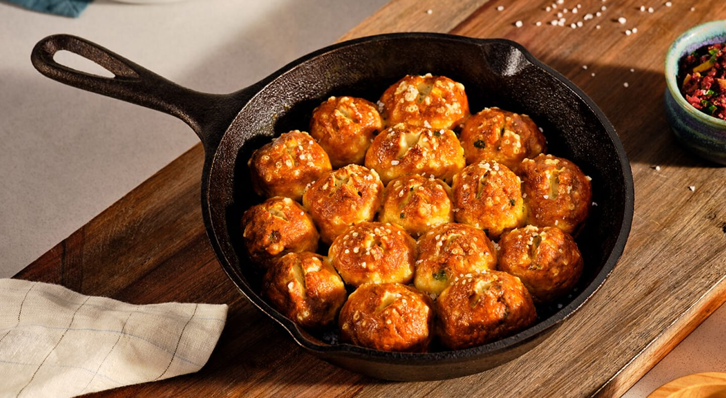 Food in a cast iron pan