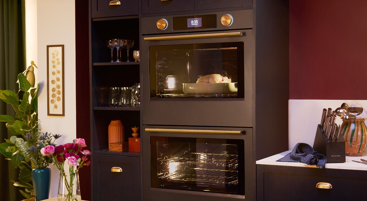 Double oven in a warmly lit kitchen