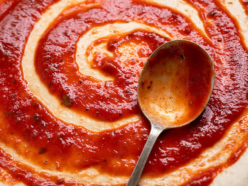 Sauce on a pizza