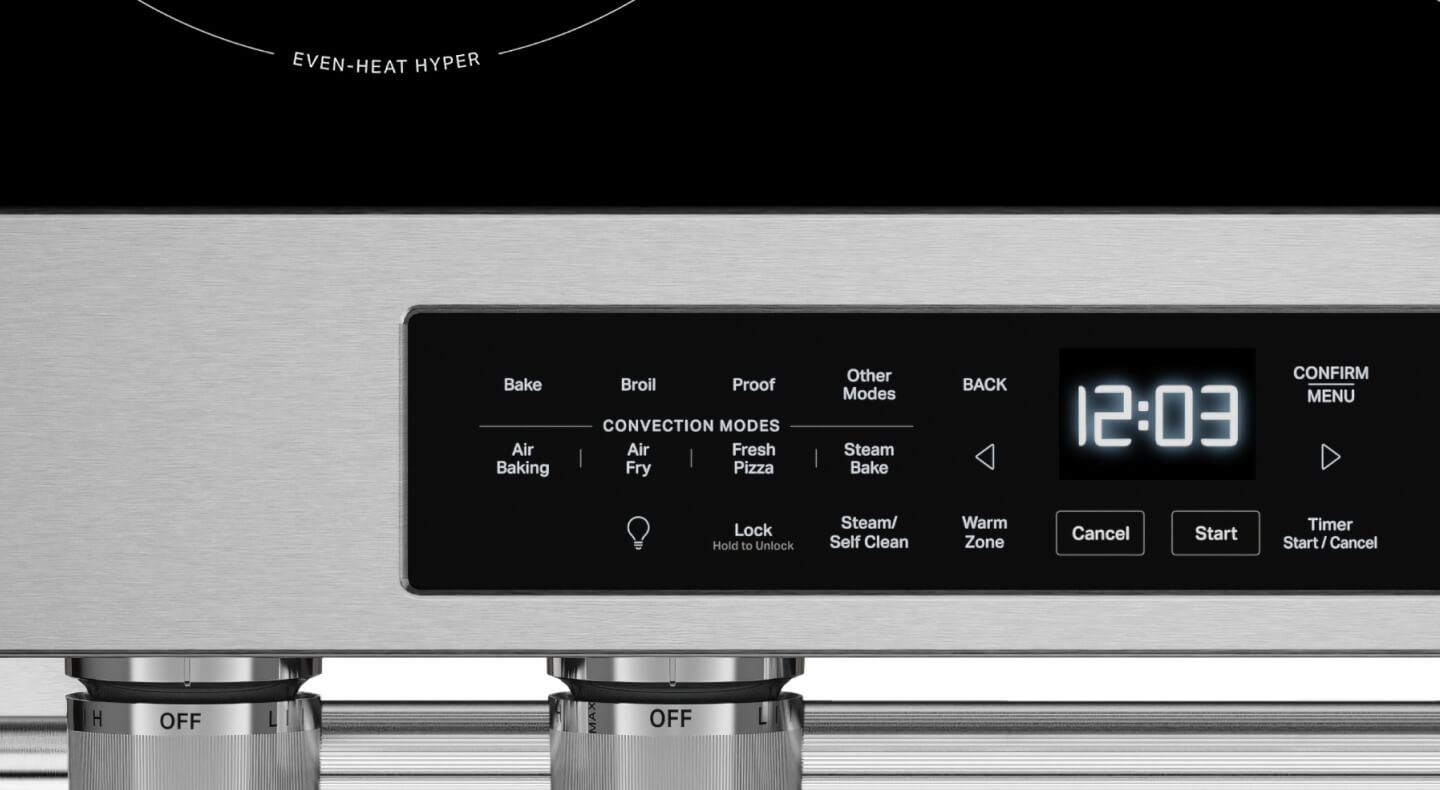 Close-up of the controls on a KitchenAid® Range