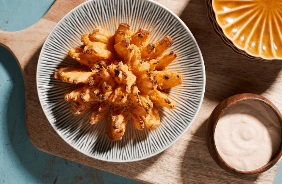 An air fried blooming onion