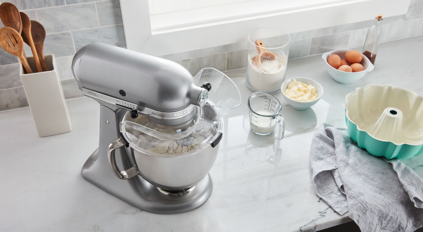 Silver KitchenAid® stand mixer