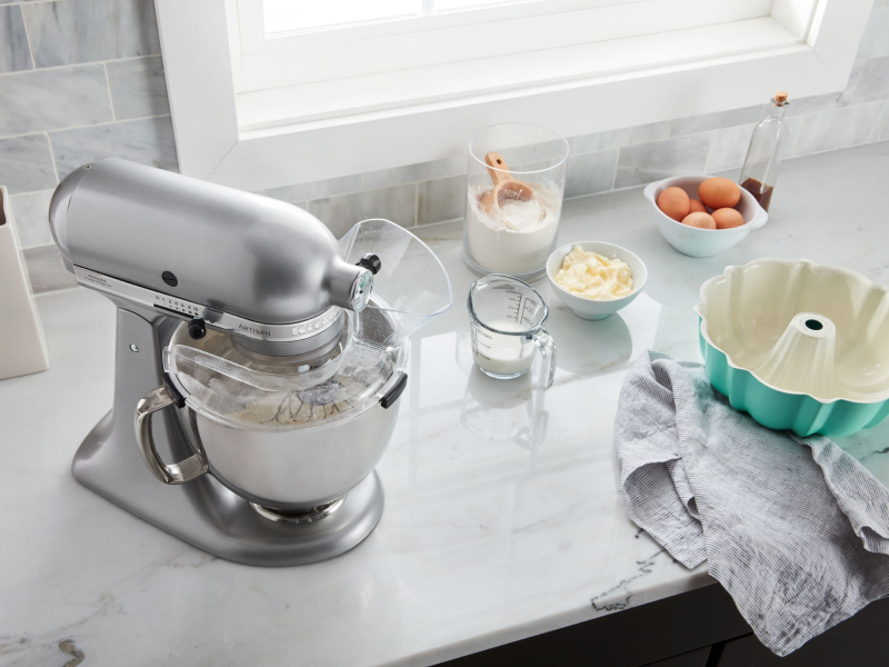 Silver KitchenAid® stand mixer