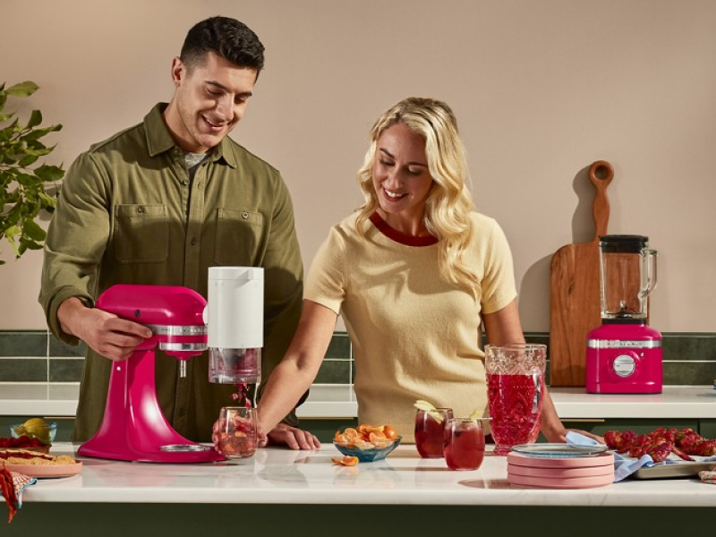 Family cooking together, using KitchenAid® Stand Mixer