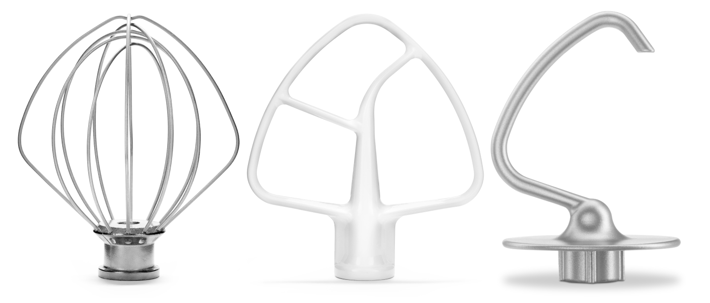 KitchenAid® coated flat beater coated dough hook and wire whip
