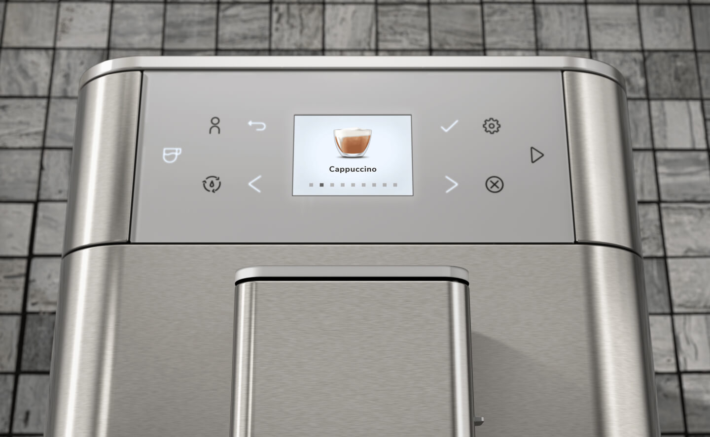 Close-up image of a KitchenAid® Fully-Automatic Espresso Machine control panel
