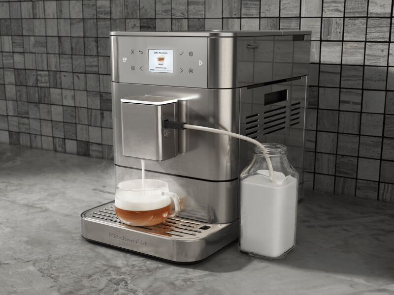 KitchenAid® Fully-Automatic Espresso Machine making an espresso drink