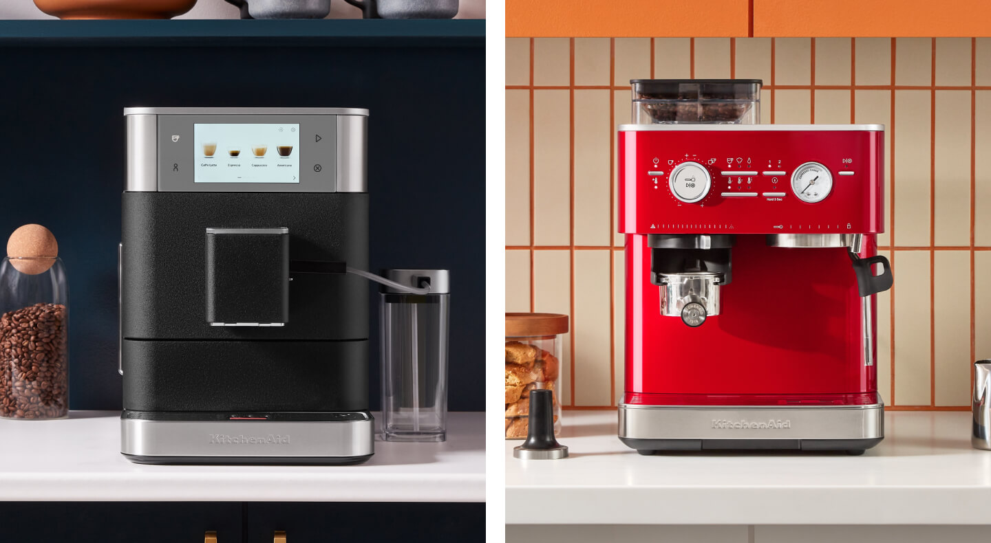 Side-by-side image of KitchenAid® Semi- and Fully-Automatic Espresso Machines
