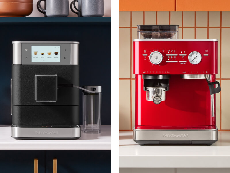 Side-by-side image of KitchenAid® Semi- and Fully-Automatic Espresso Machines