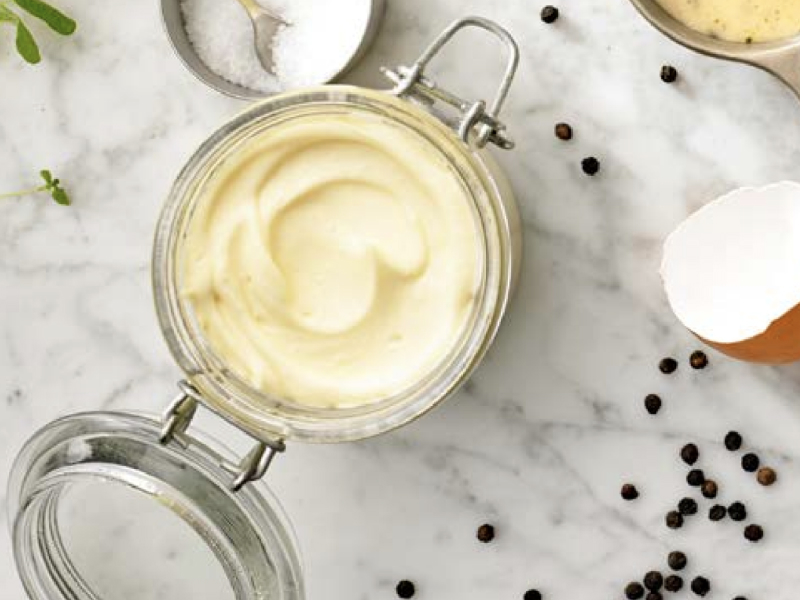 An open jar of mayo