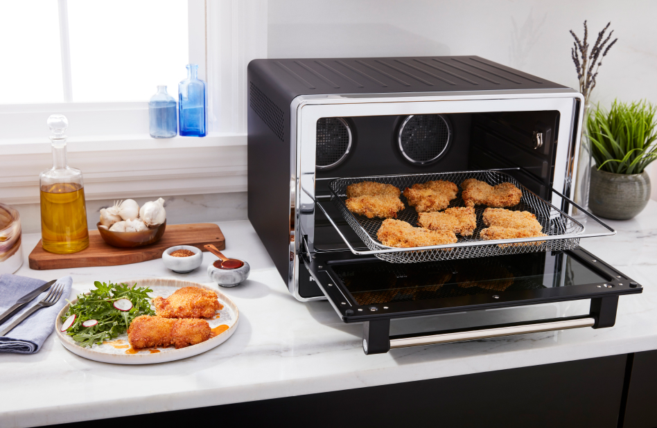 Deep fried chicken cutlets in air fryer countertop oven