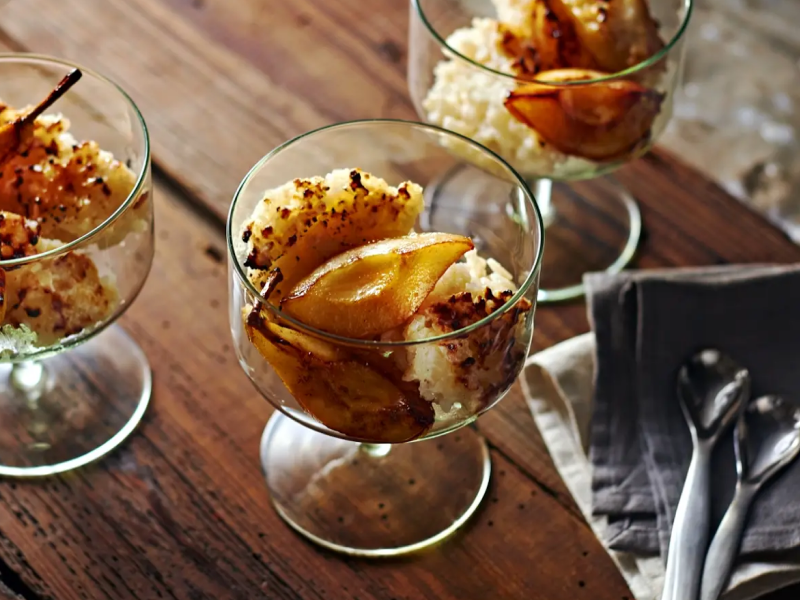 Caramelized fruit in a dish