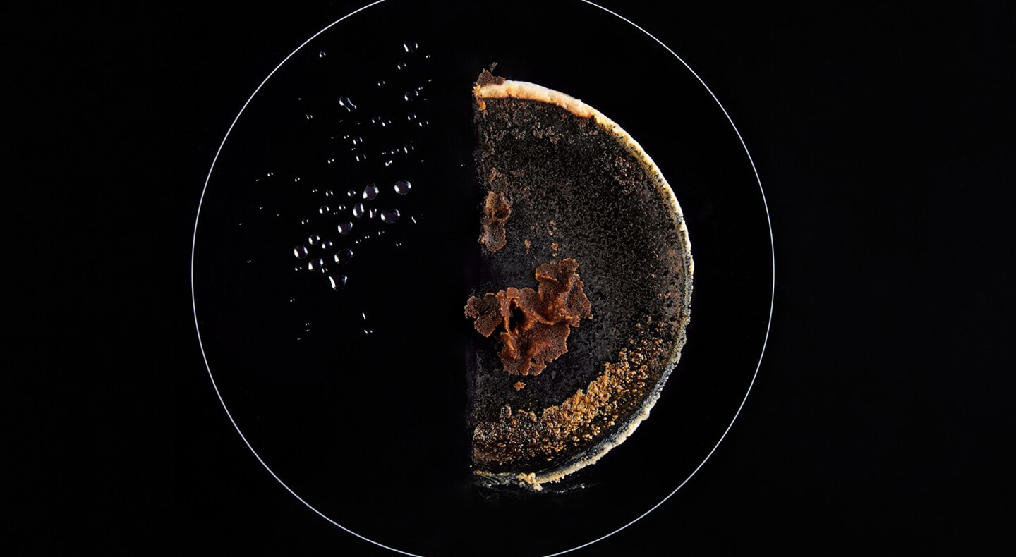Food on a glass cooktop burner